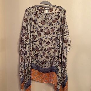 J Jill Boatneck Floral Modal Rayon Kimono with Tasseled Hem